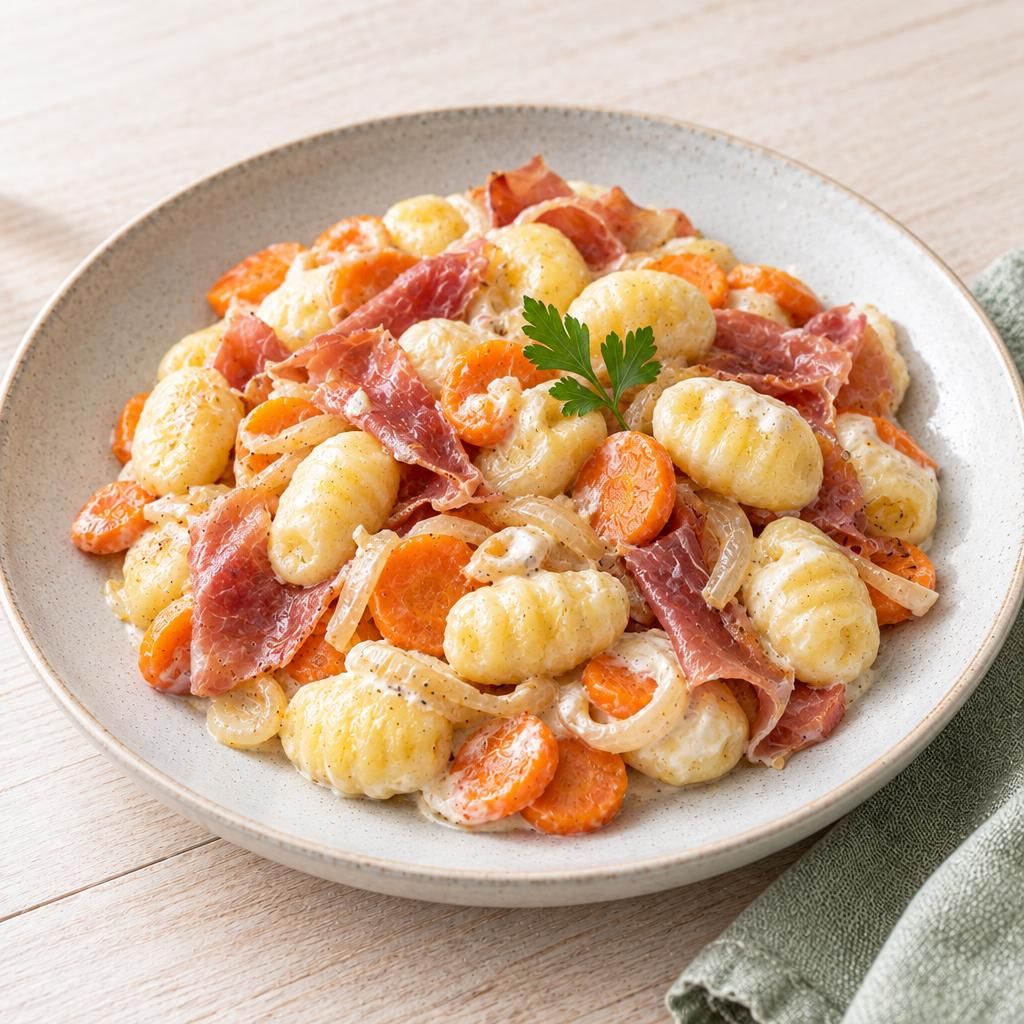 Gnocchi mit Karotten und Schinken