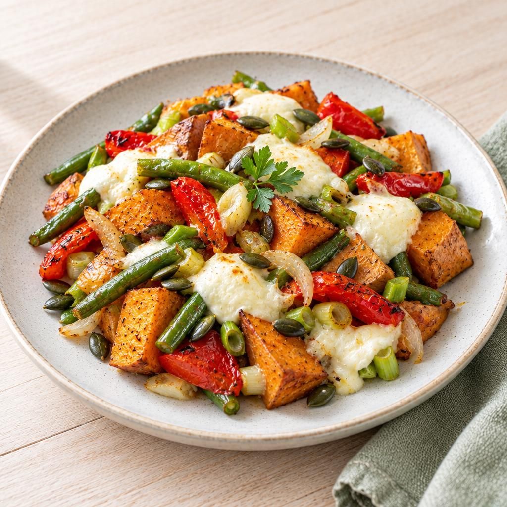 Ofensüßkartoffeln mit Mozzarella