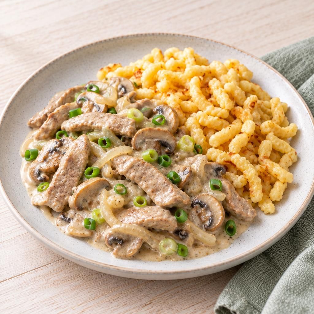 Champignon-Rahmgeschnetzeltes mit Spätzle