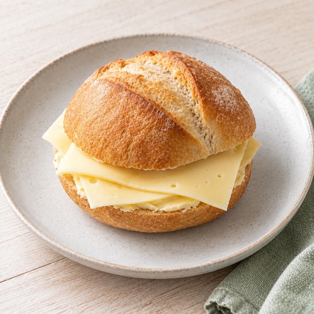 Brötchen mit Butter und Käse