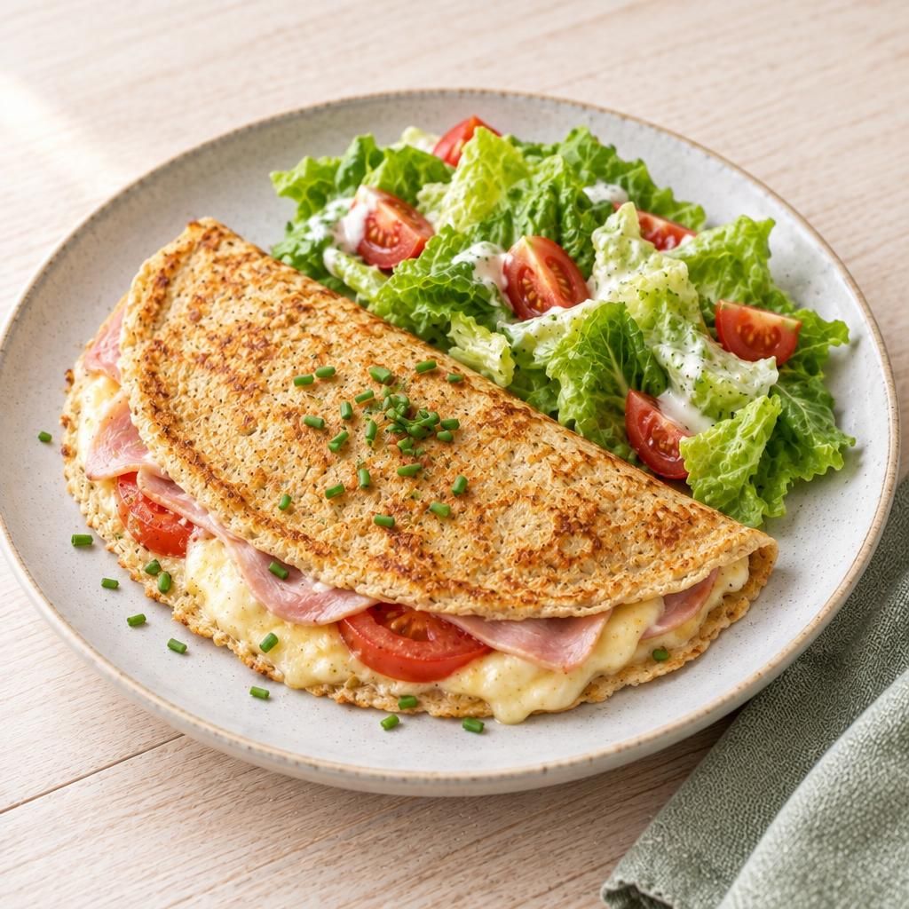 Pfannkuchen mit Schinken und Käse
