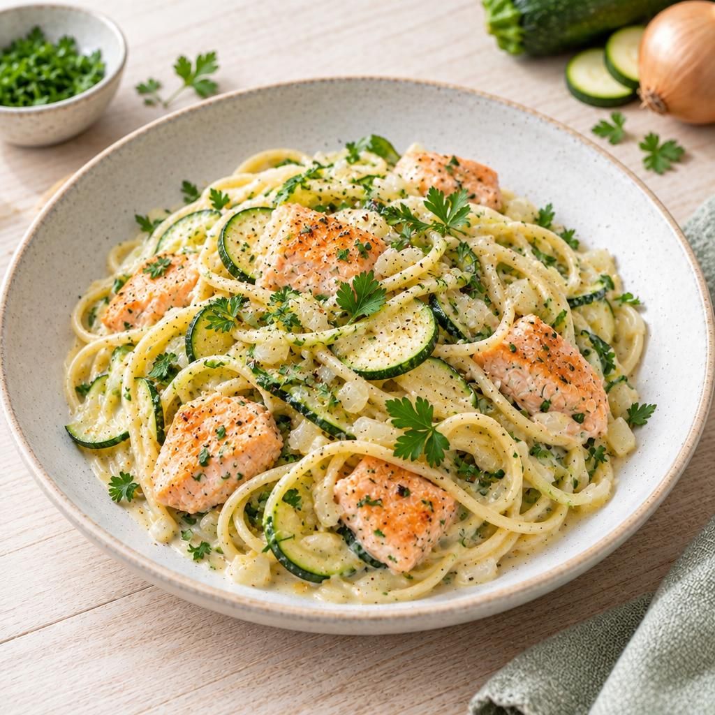 Zucchini-Lachs-Spaghetti