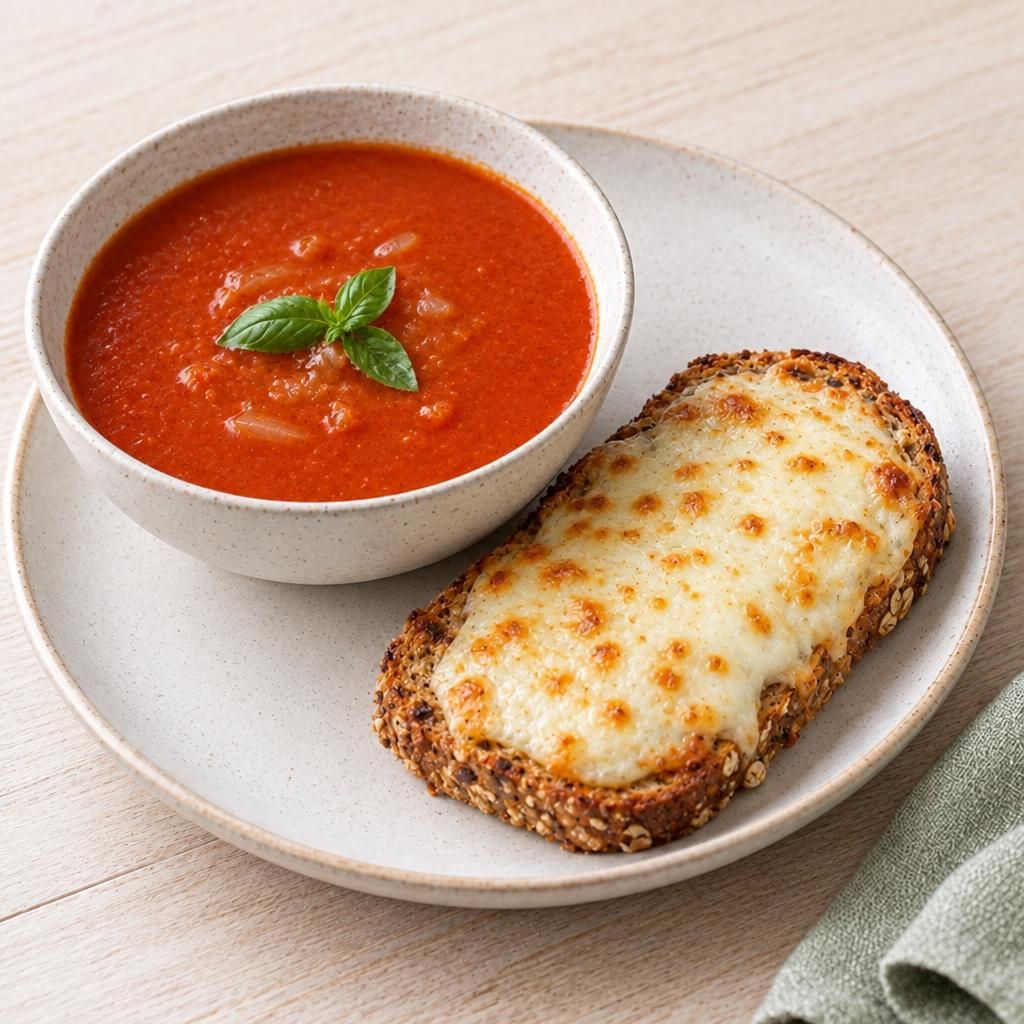 Tomatensuppe mit Mozzarella-Toast