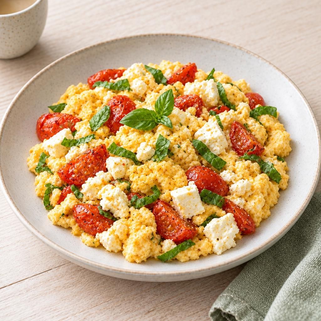 Rührei mit Feta und Tomate