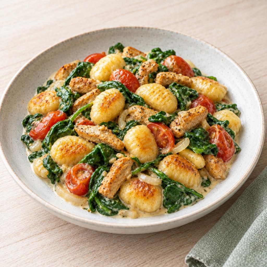 Veggie-Gnocchi-Pfanne mit Spinat