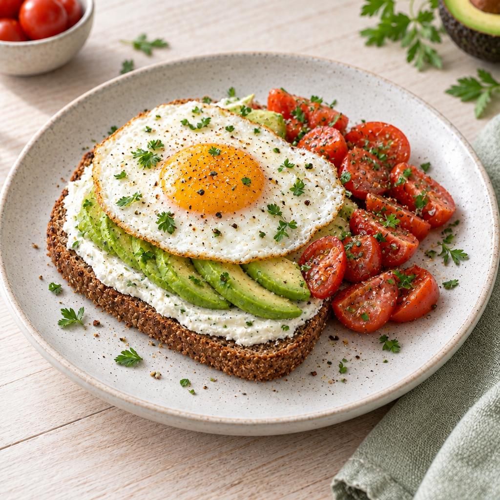 Spiegelei mit Avocado und Tomaten
