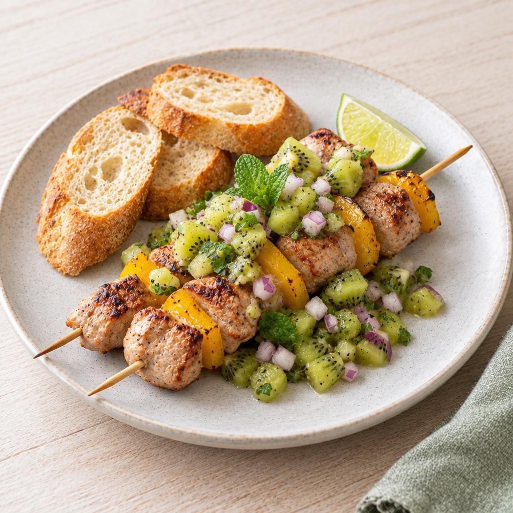 Grillspieße mit Kiwi-Salsa