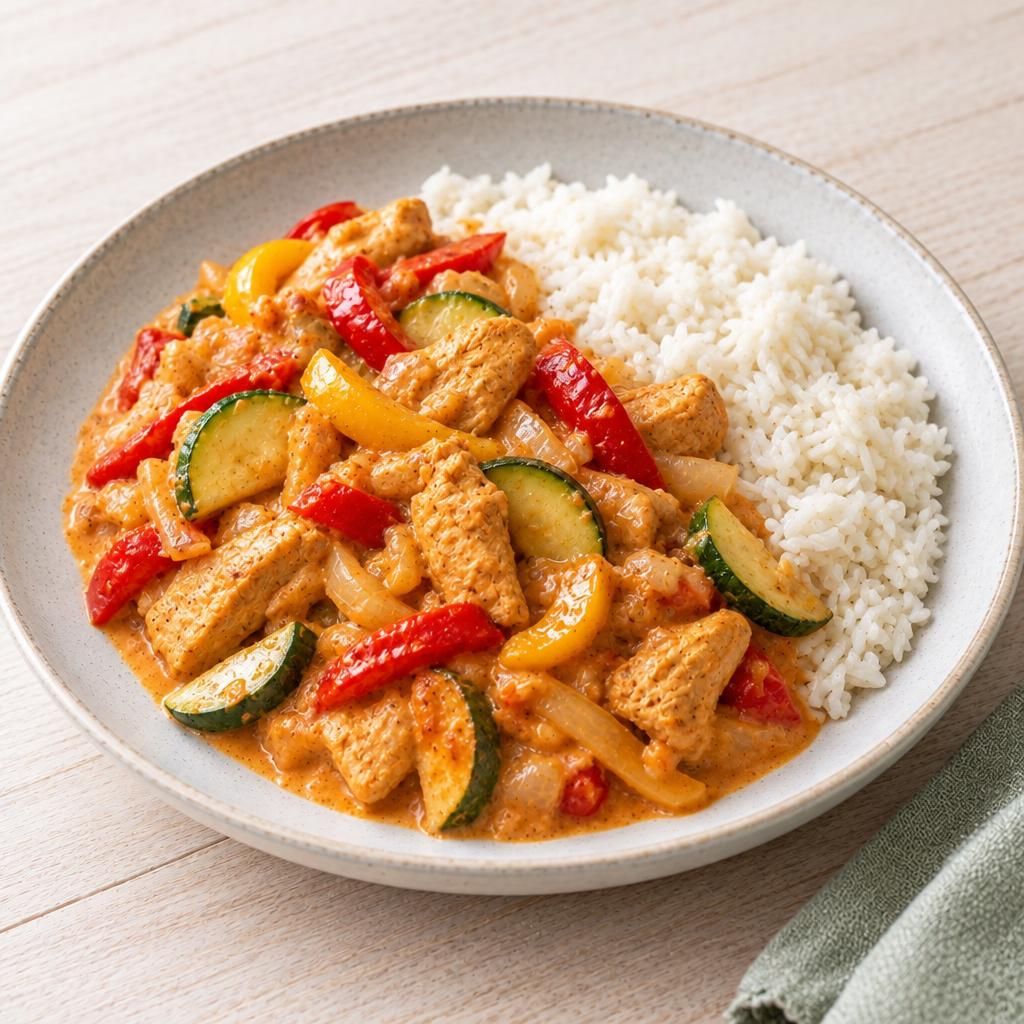 Veggie-Paprika-Hähnchen mit Reis