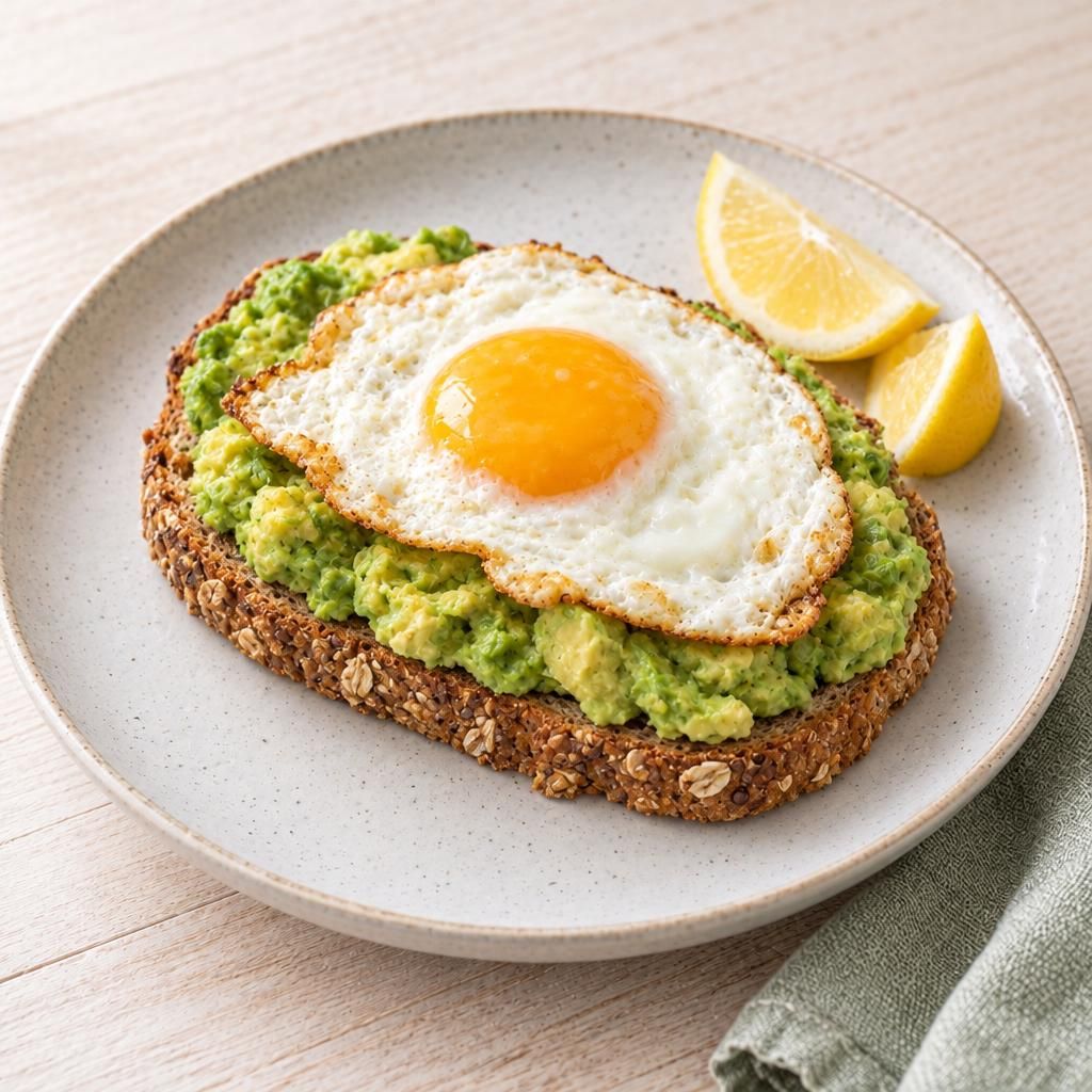 Brot mit Spiegelei und Avocado