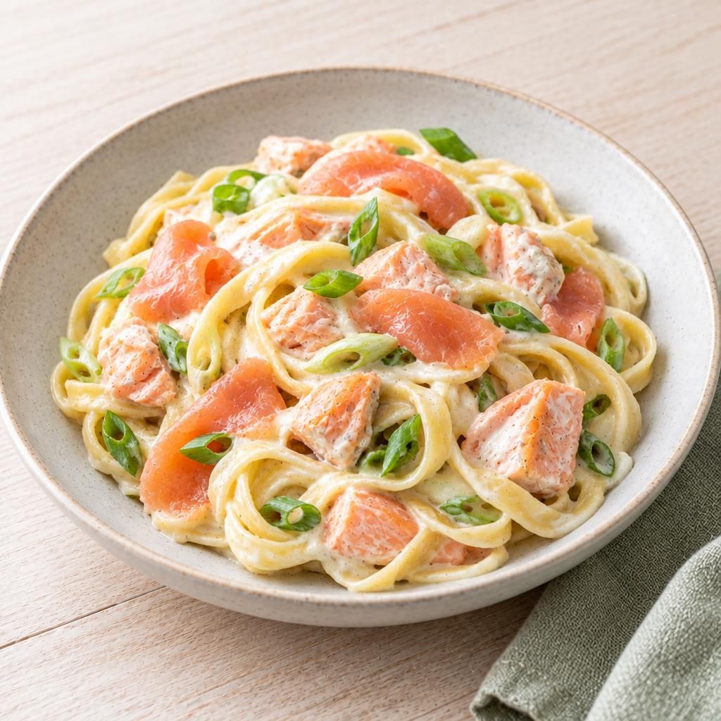 Lachs-Tagliatelle mit Sahnesoße