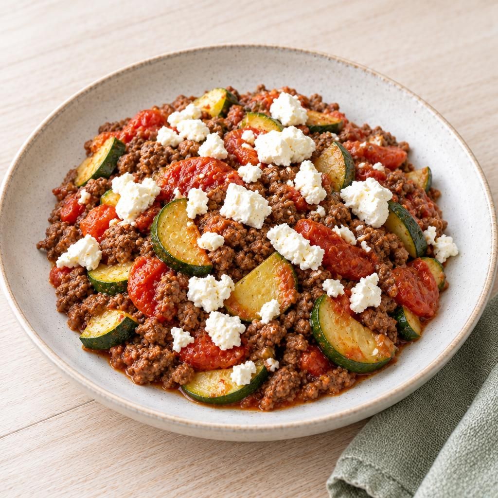 Hack-Zucchini-Pfanne mit Feta