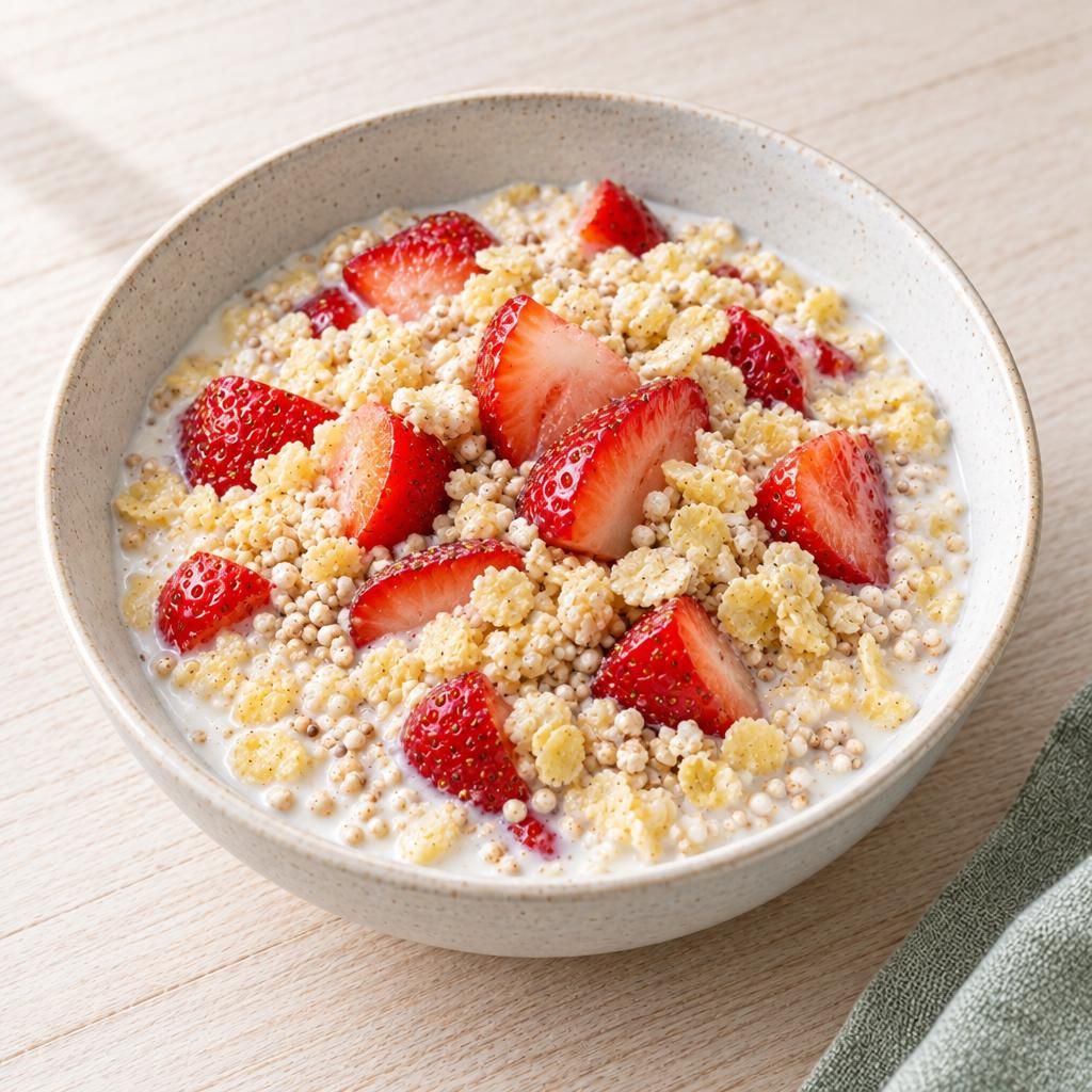 Hirse-Amaranth-Müsli mit Erdbeeren