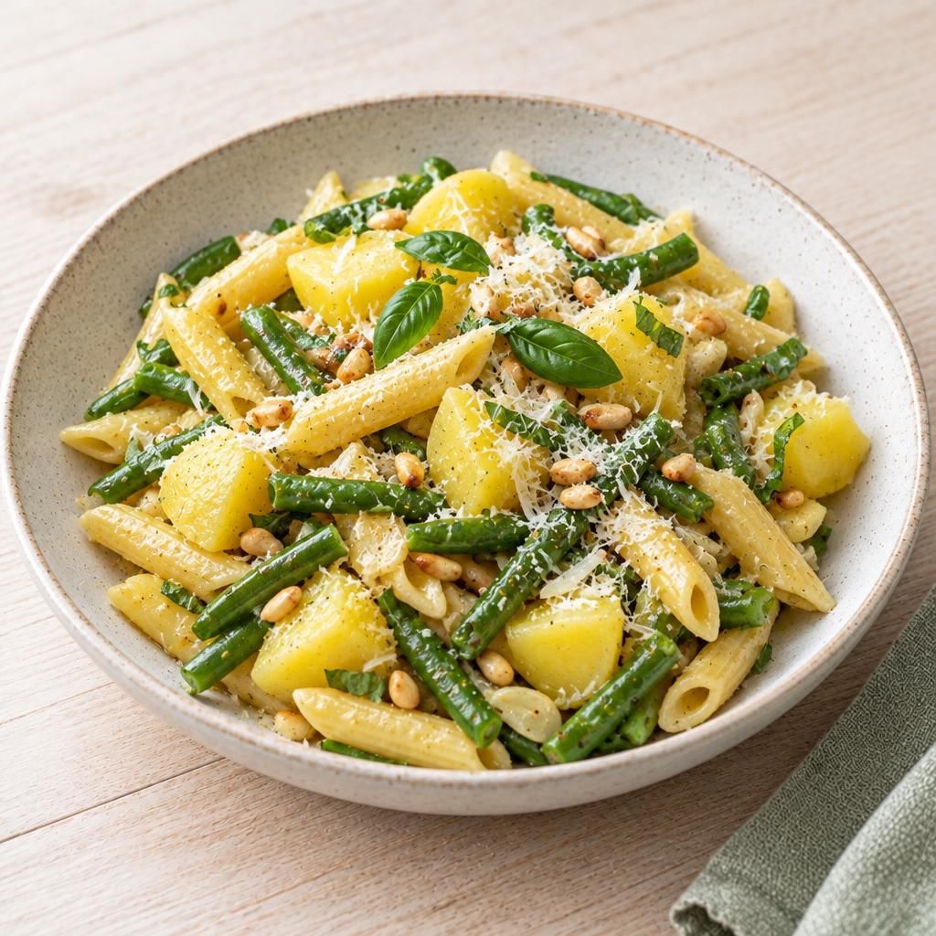 Pasta mit Kartoffeln und Bohnen