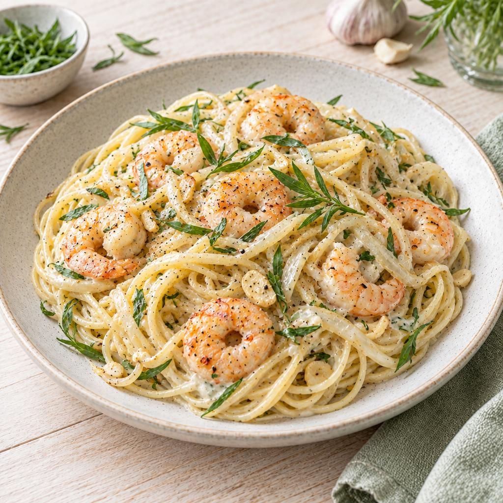 Spaghetti mit Garnelen