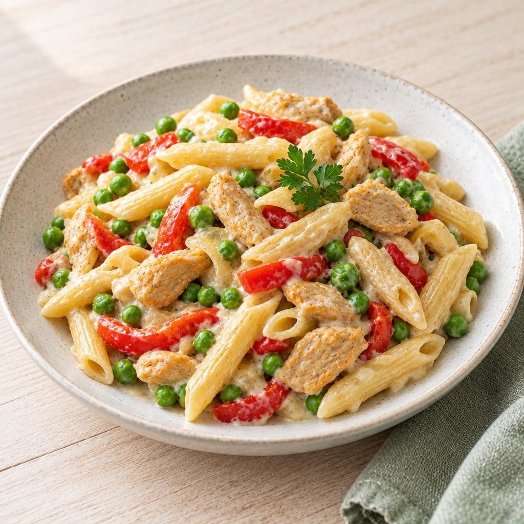 Veggie-Nudelpfanne mit Erbsen