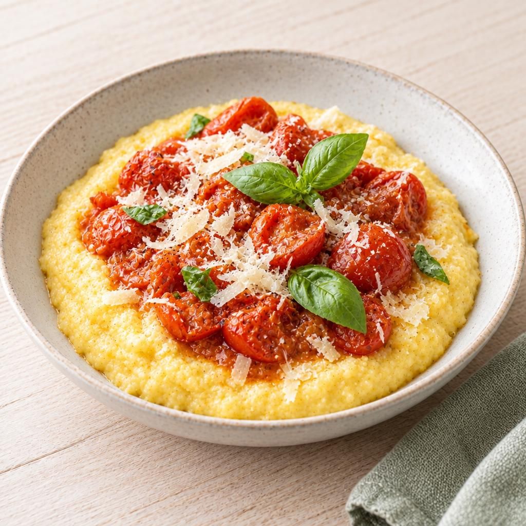 Cremige Polenta mit Tomaten und Parmesan