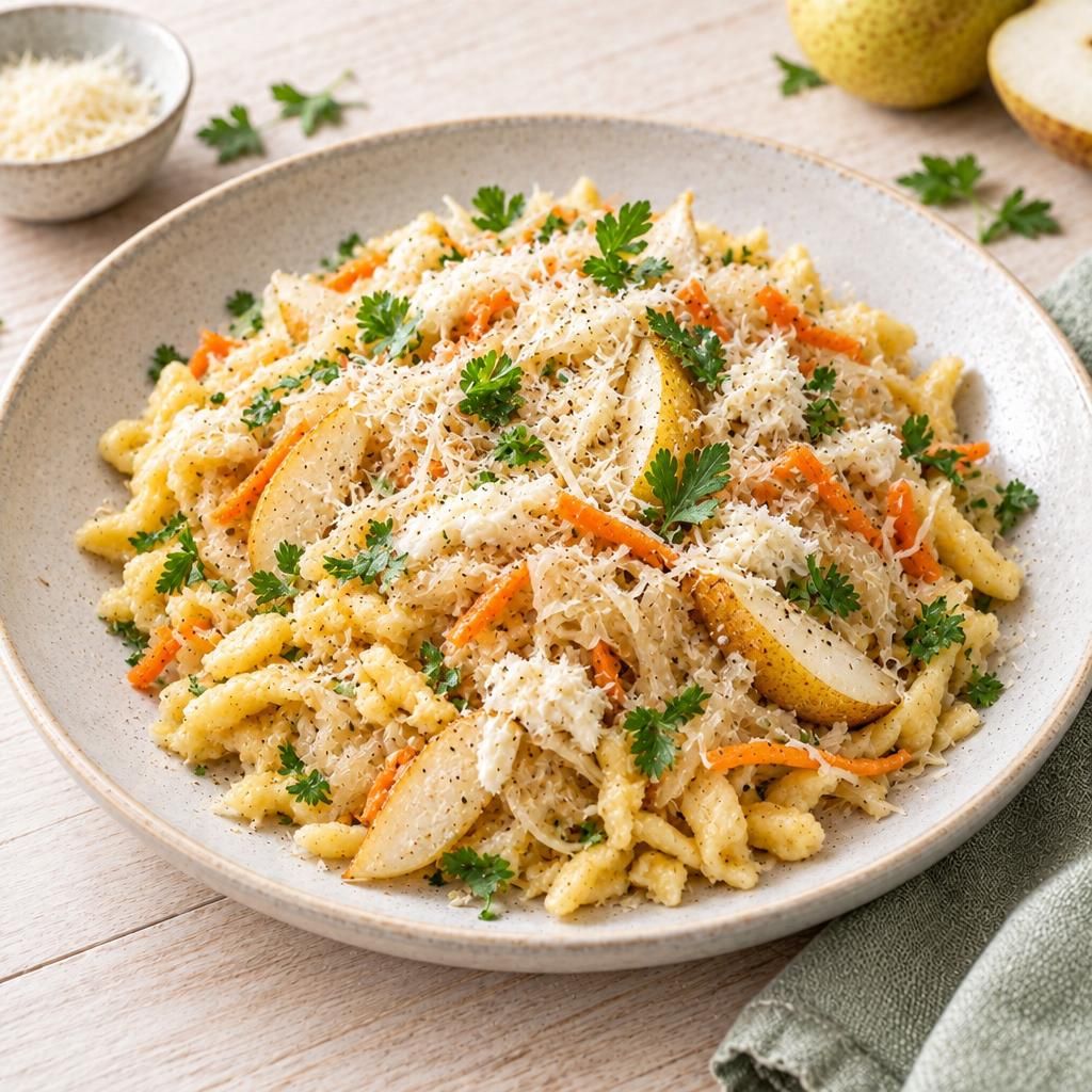 Spätzle mit Birnen-Sauerkraut