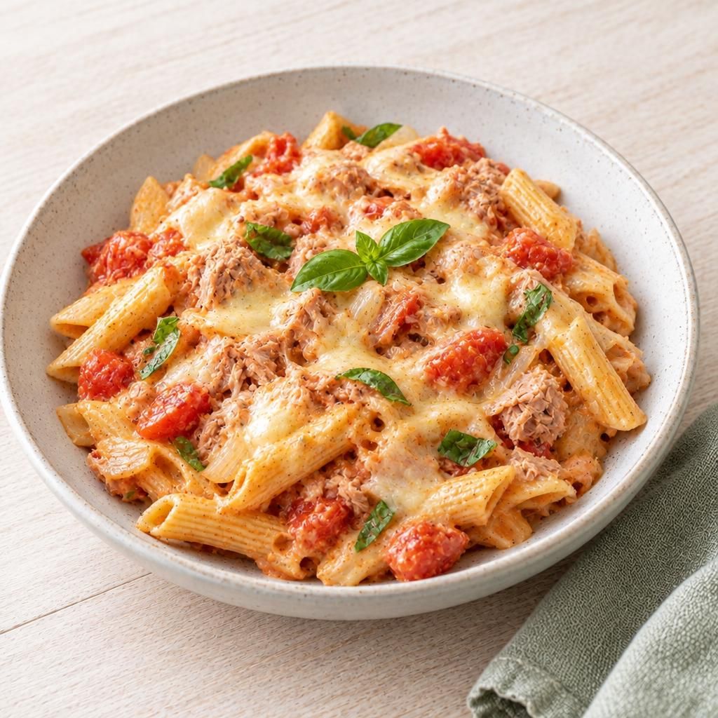 Nudeln in Tomaten-Thunfisch-Käse-Sauce