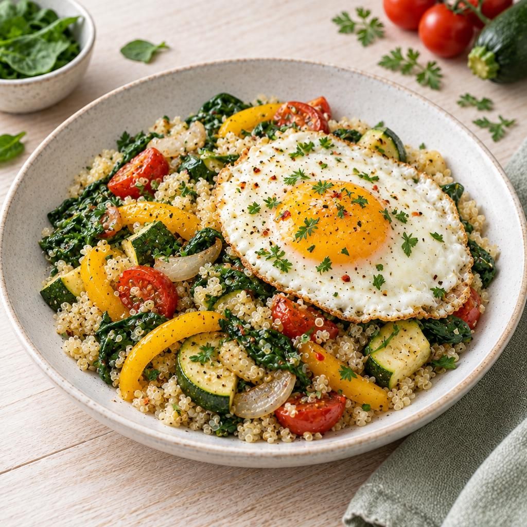 Spiegelei mit Gemüse und Quinoa