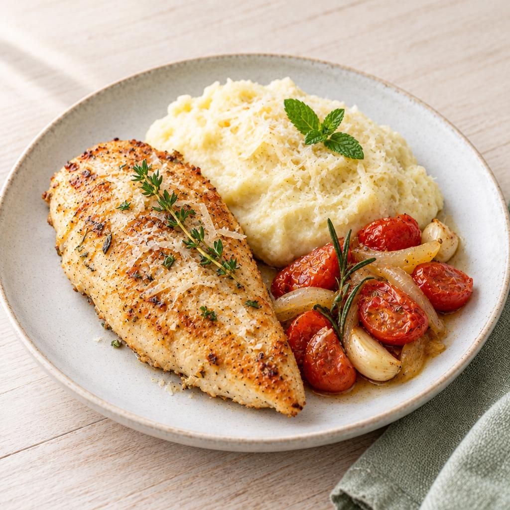 Hähnchen mit Parmesanpüree