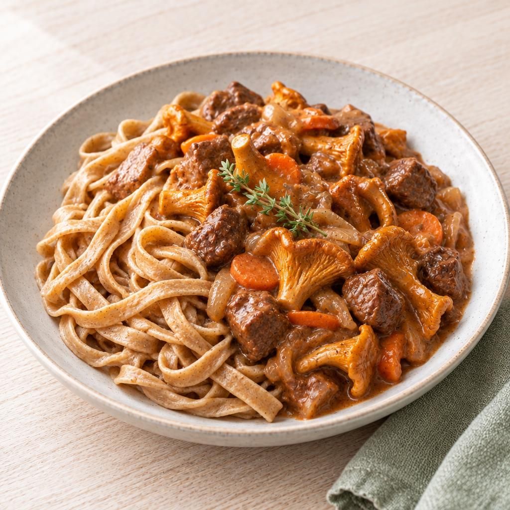 Nudeln mit Pfifferlinggulasch