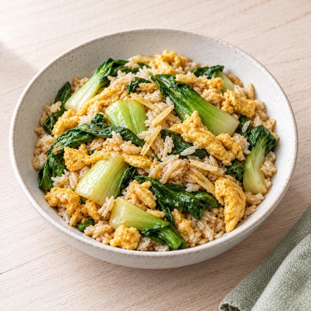Pak-Choi-Reispfanne mit Ei