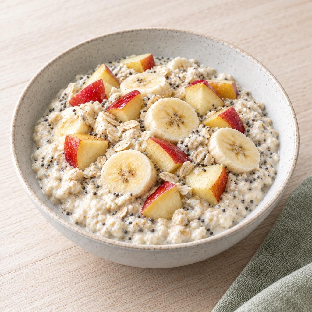 Körniger Brei mit Apfel und Banane