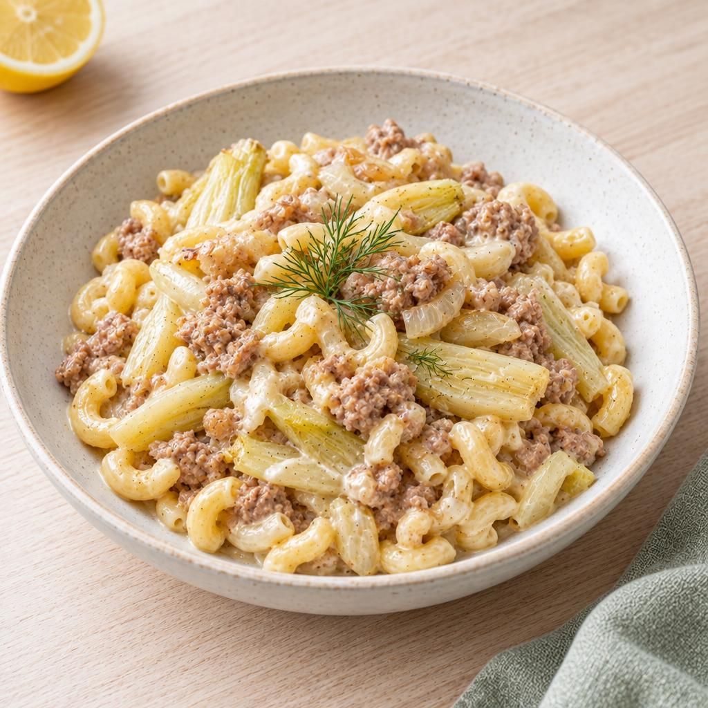 Fenchel-Bolognese-Macaroni