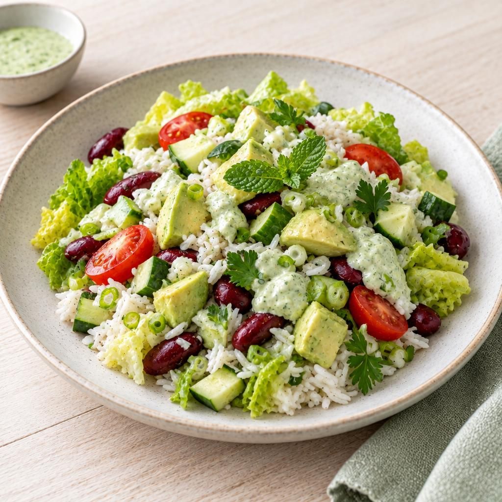 Reissalat mit Avocadocreme