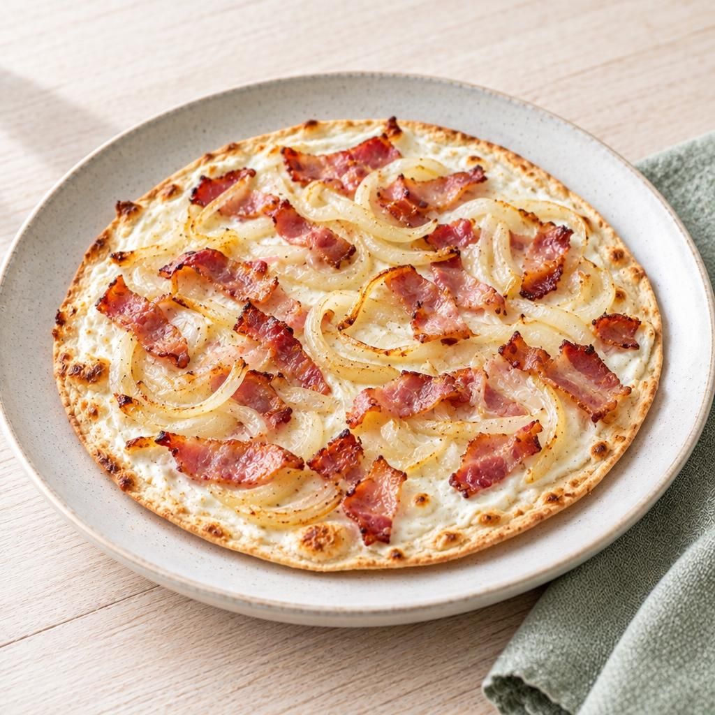Schneller Flammkuchen mit Speck