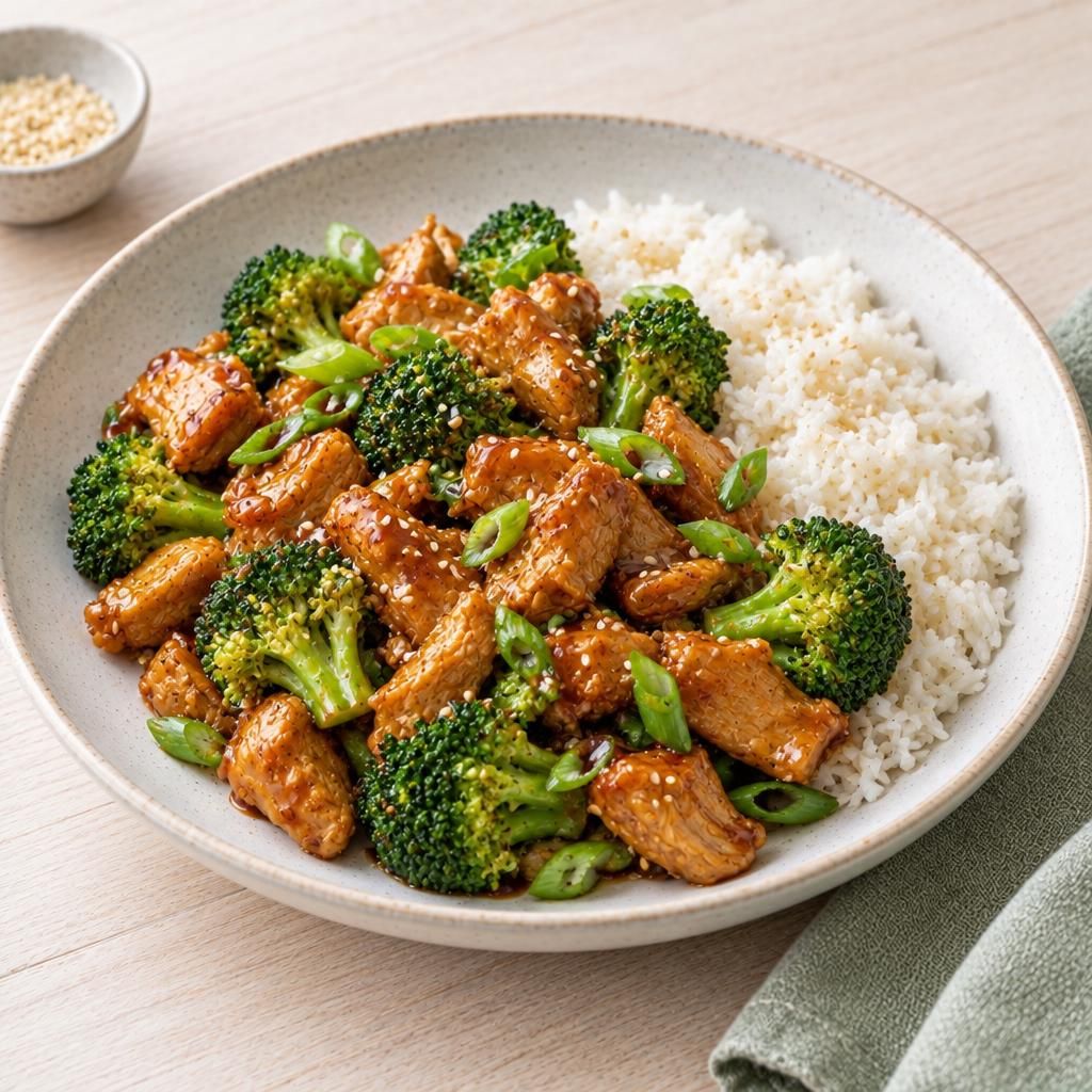 Veggie-Teriyaki mit Brokkoli und Reis