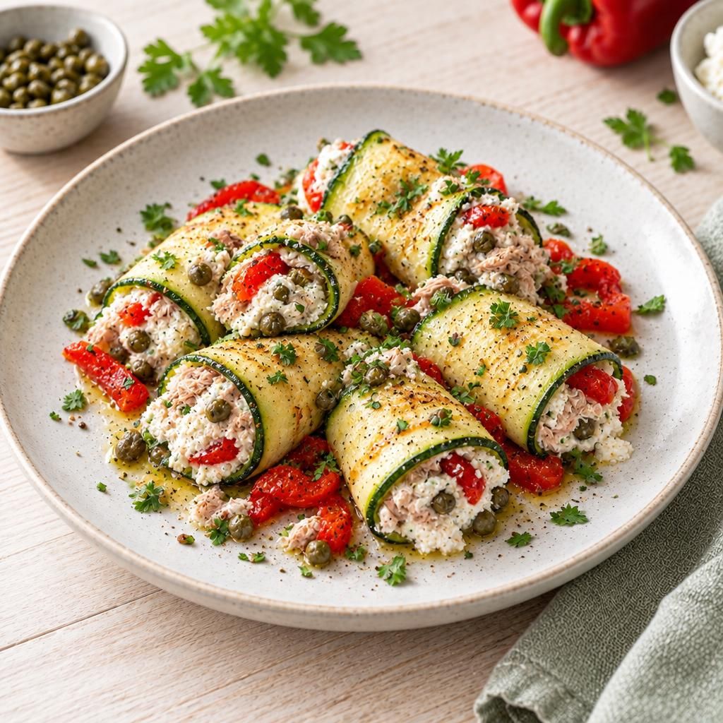 Zucchiniröllchen mit Ricotta-Füllung