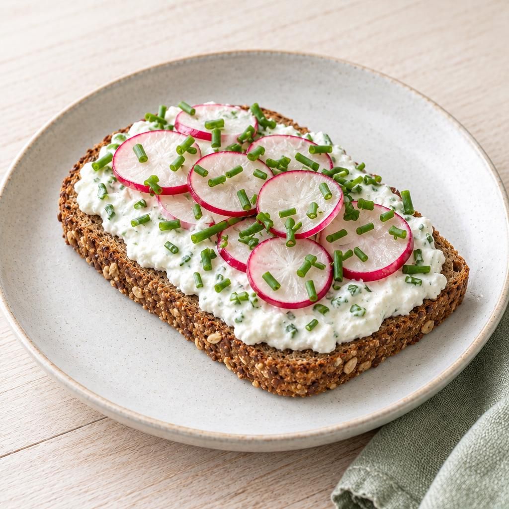 Bauernbrot mit Schnittlauch-Quark und Radieschen
