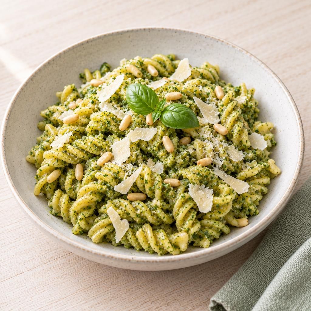 Nudeln mit grünem Pesto