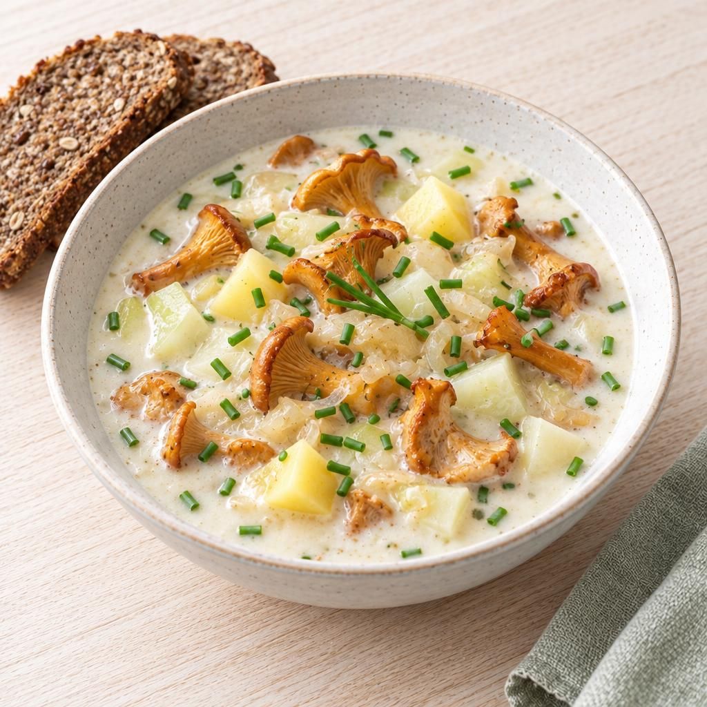 Kohlrabi-Buttermilchsuppe mit Vollkornbrot