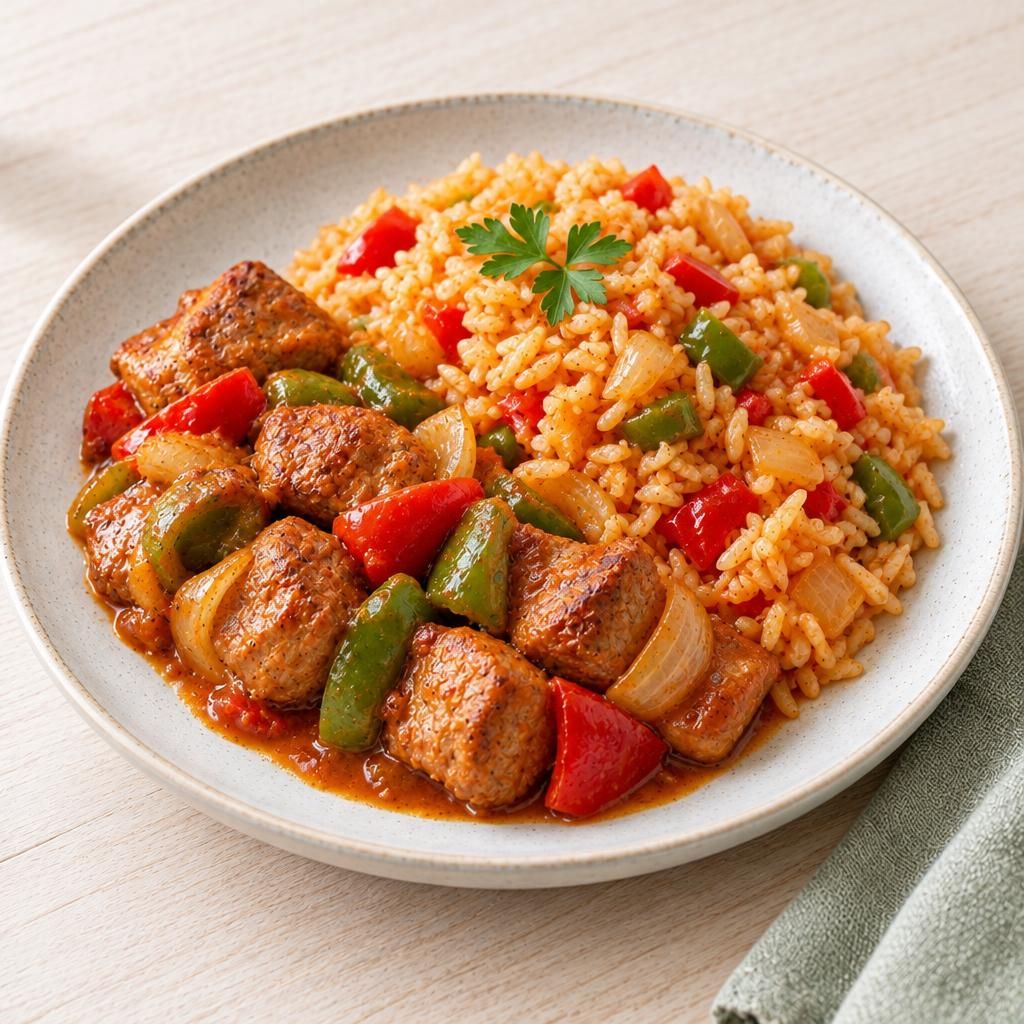 Schaschlik mit Paprikareis