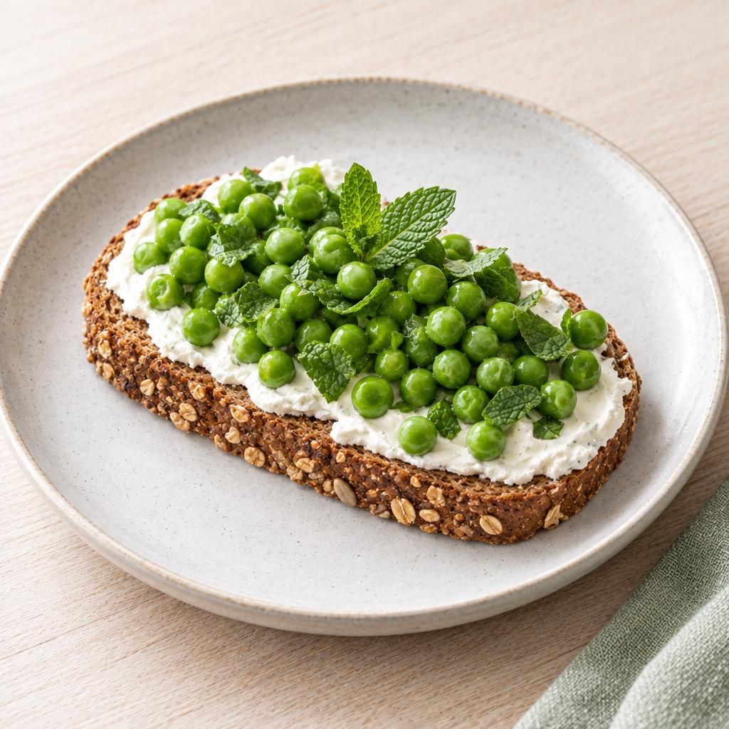 Brot mit Erbsen und Frischkäse
