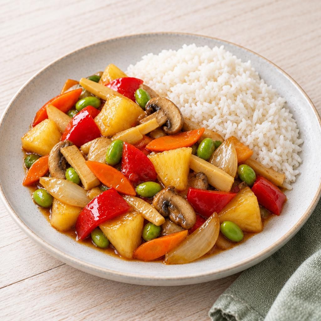 Feuriges Wok-Gemüse mit Reis