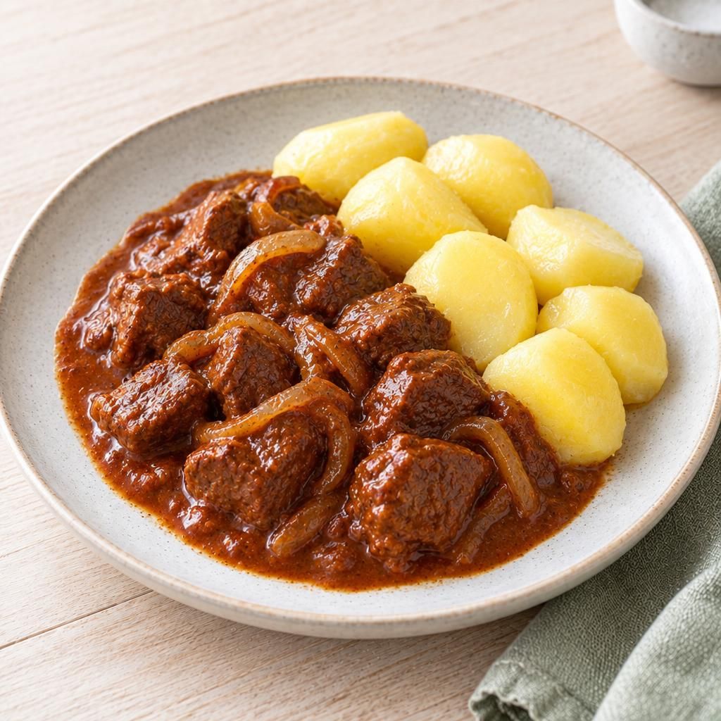 Rindergulasch mit Salzkartoffeln