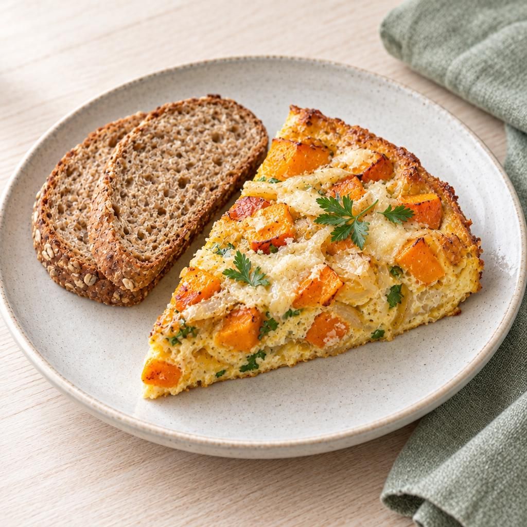 Kürbis-Frittata mit Vollkornbrot