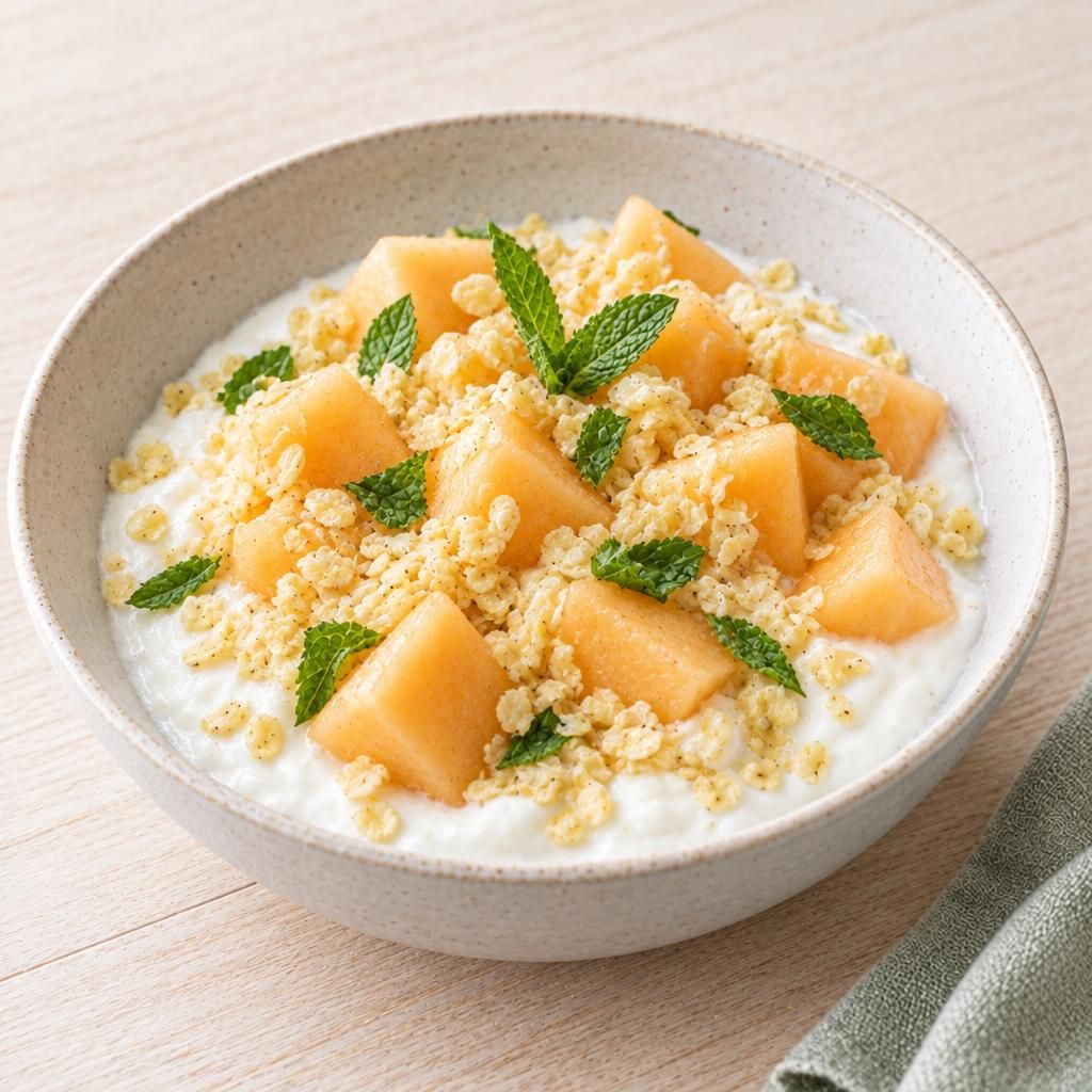 Melonen-Joghurt-Becher mit Minze
