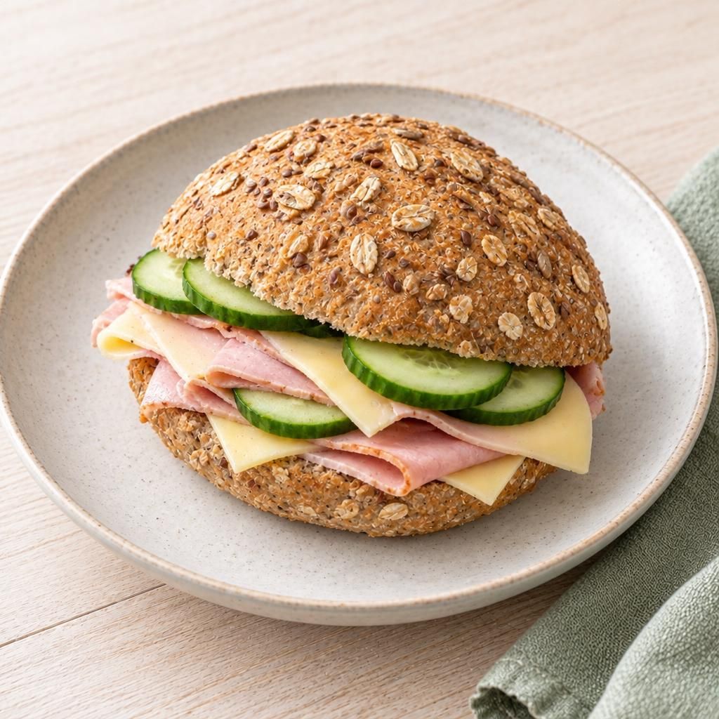 Schinken-Käse-Brötchen mit Gurke