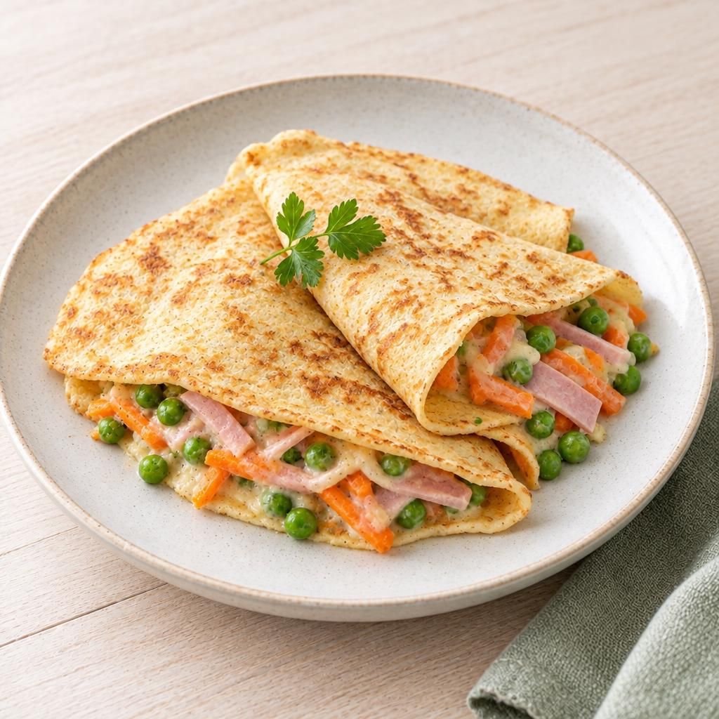 Gemüse-Schinken-Crêpes