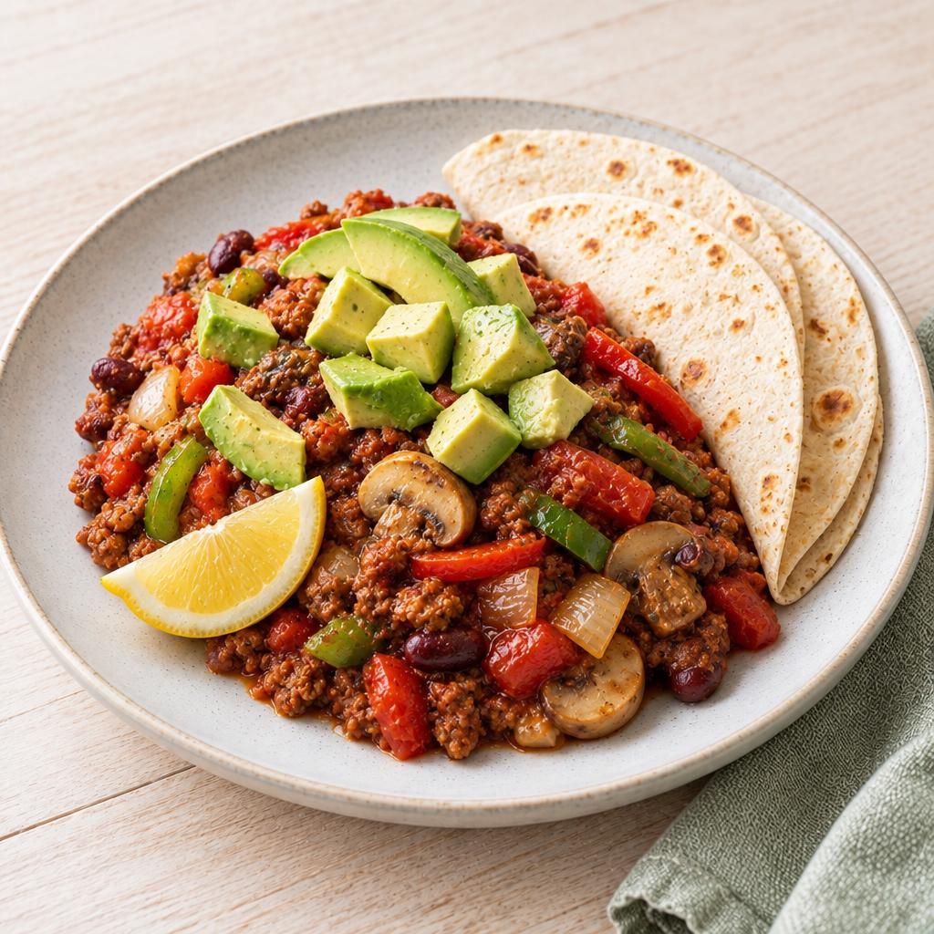 Chiliteller mit Tortilla
