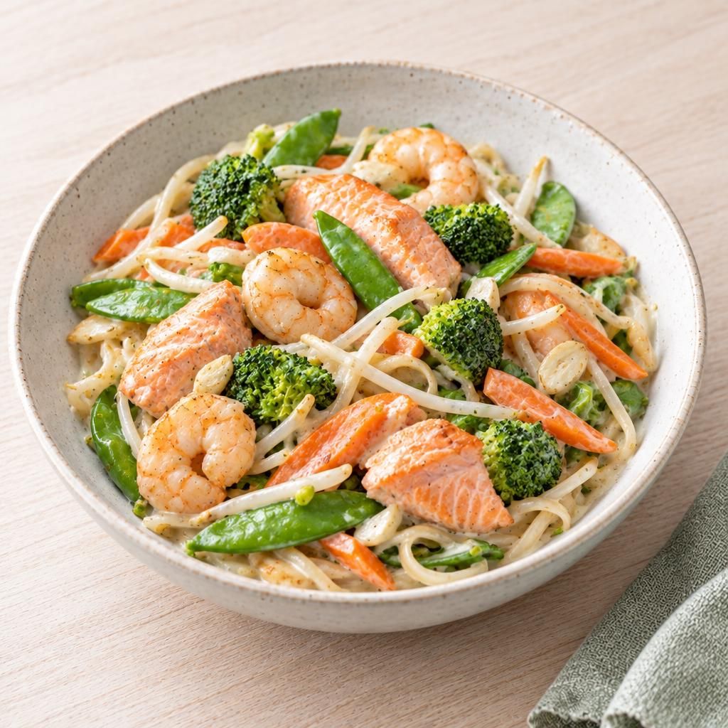 Lachs und Gambas