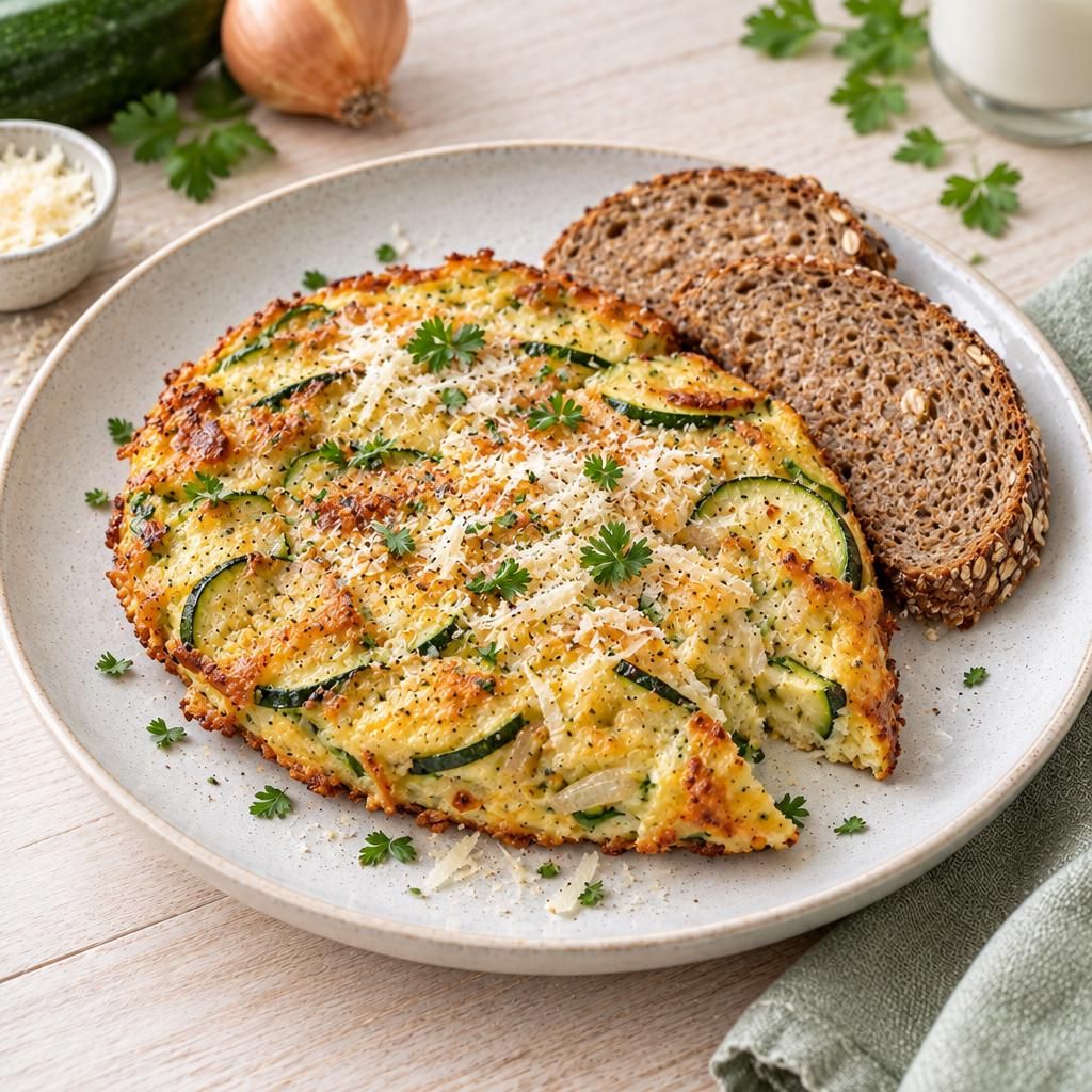 Zucchini-Frittata mit Vollkornbrot
