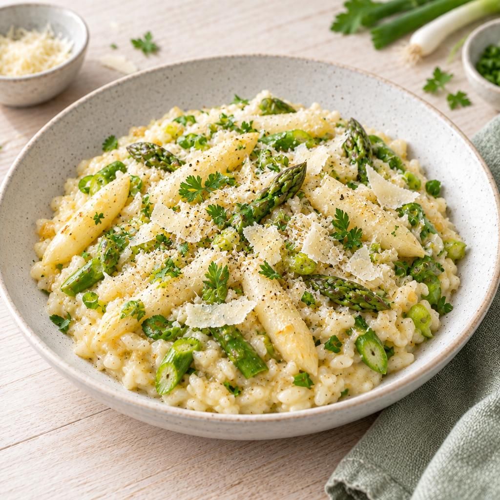 Spargelrisotto mit Frühlingszwiebeln