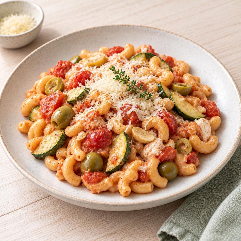Macaroni mit Oliven-Tomaten-Soße