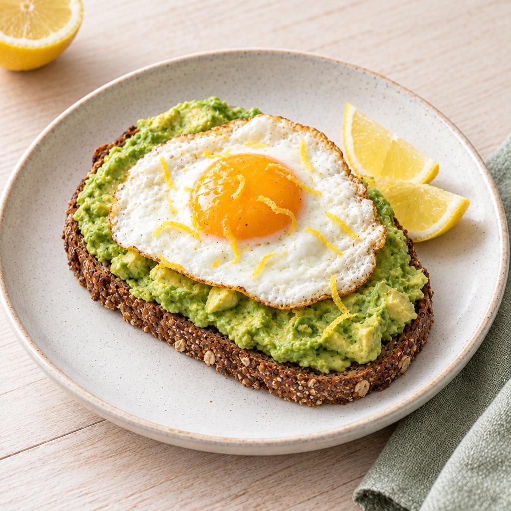 Belegtes Brot mit Spiegelei und Avocado