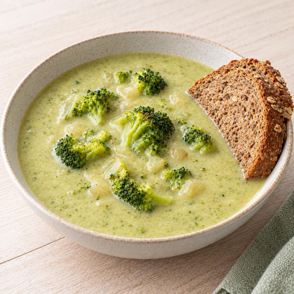 Cremesuppe mit Brokkoli und Vollkornbrot